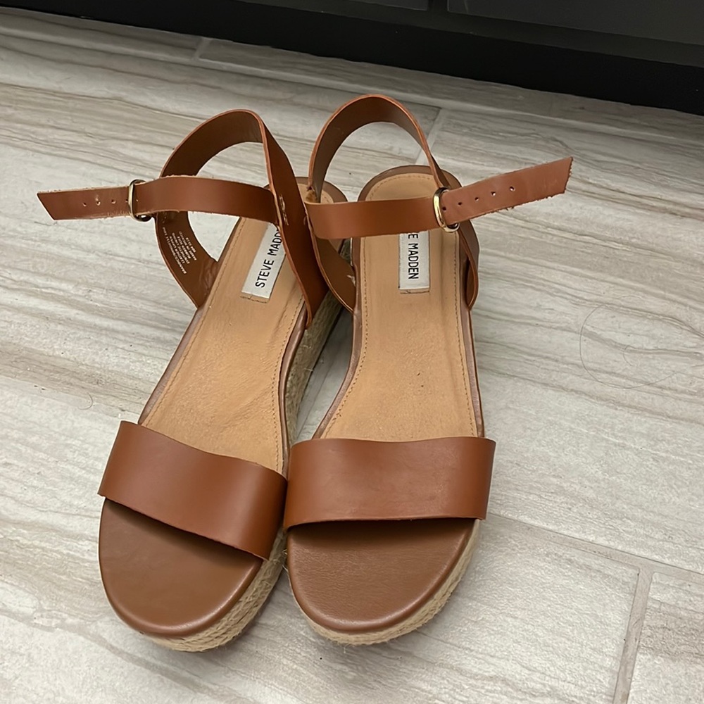 Steve Madden Leather Espadrille Platform Sandals